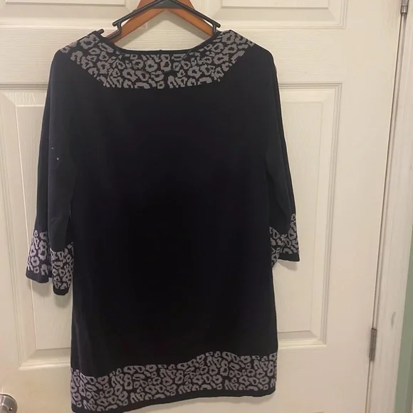 Style & company size small, longer medium weight ,black, white, leopard sweater - Picture 3 of 8